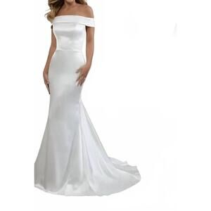 NEW CHRISTINA WU off-the-shoulder mermaid gown in ivory